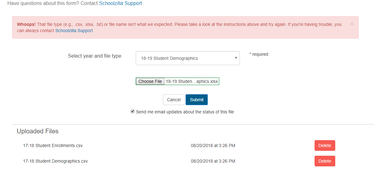 Enrollment template error