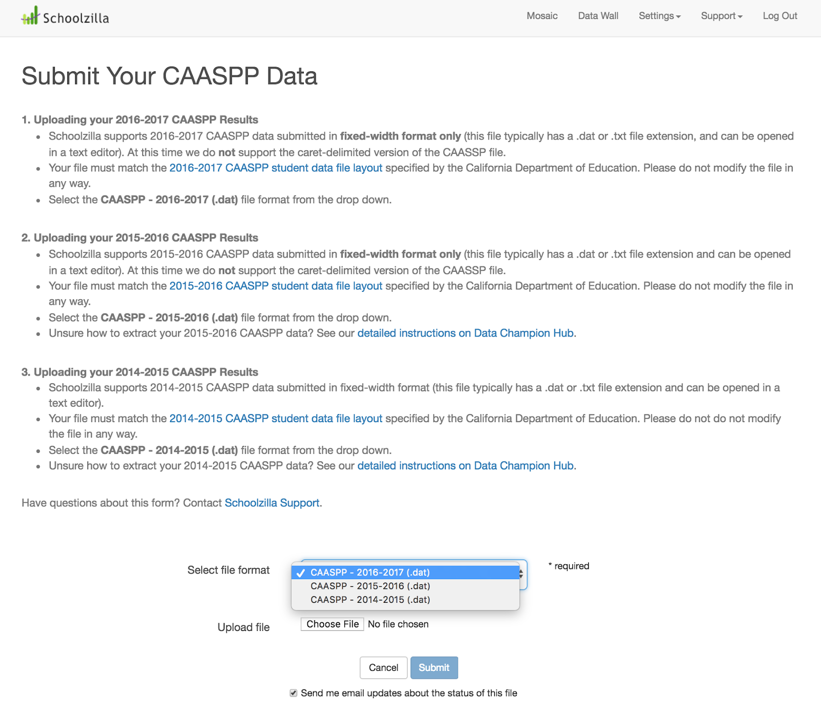 submit your CAASPP Data form