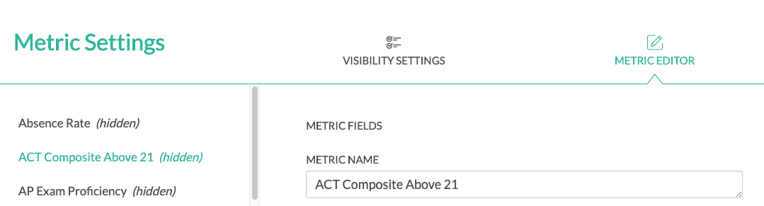 select Metric Editor