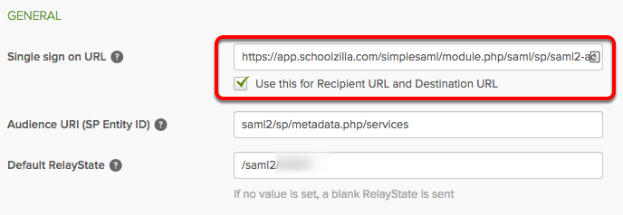 the Single Sign-On URL field