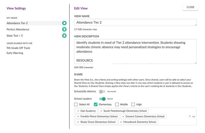 View Settings and Edit View