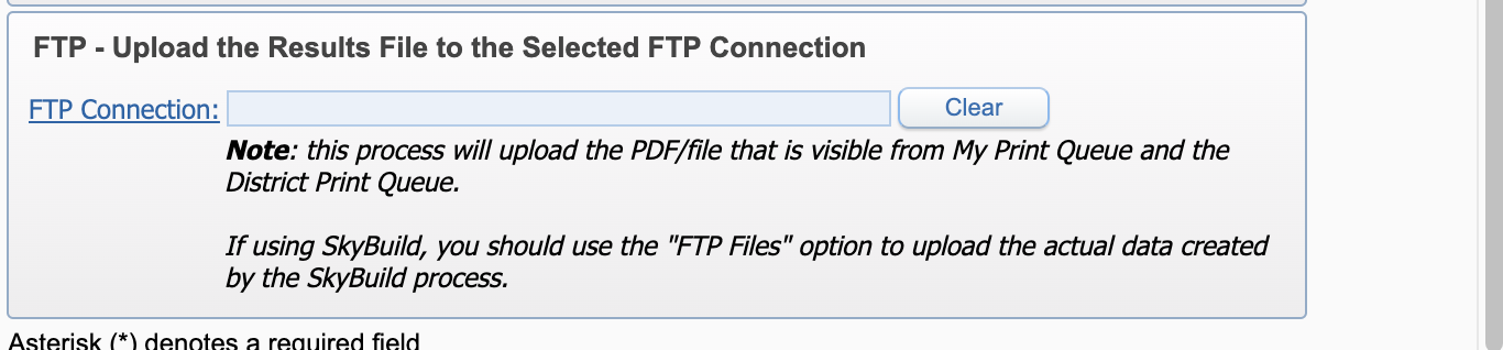 the FTP Connection link