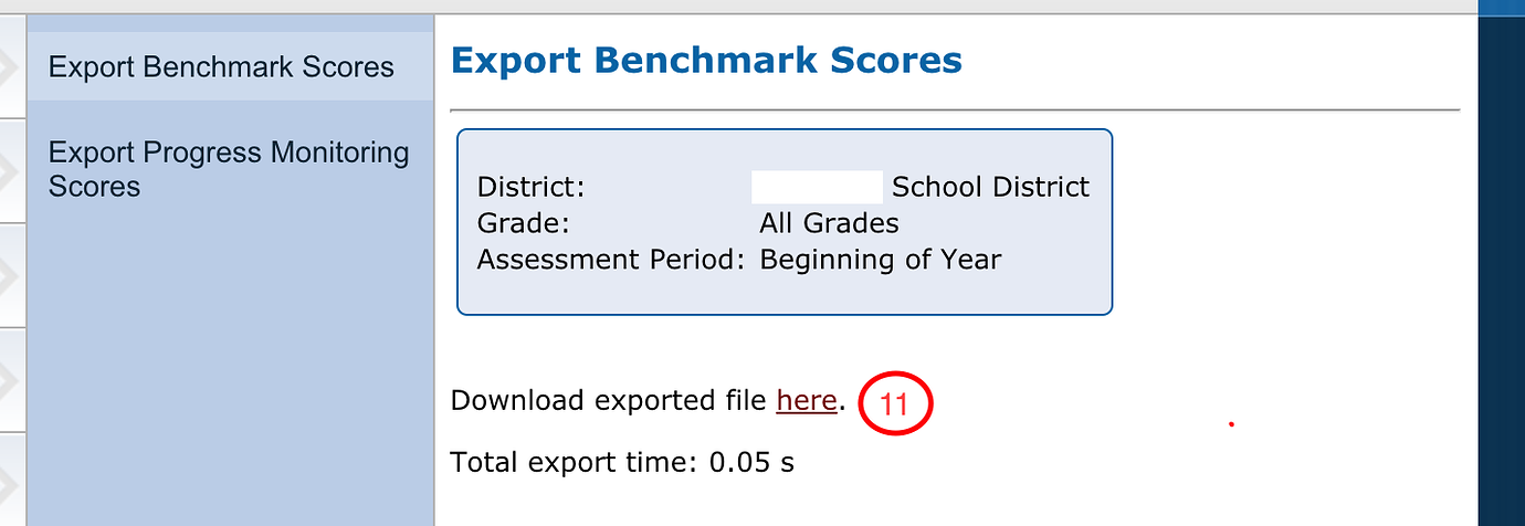 the Download exported file here link