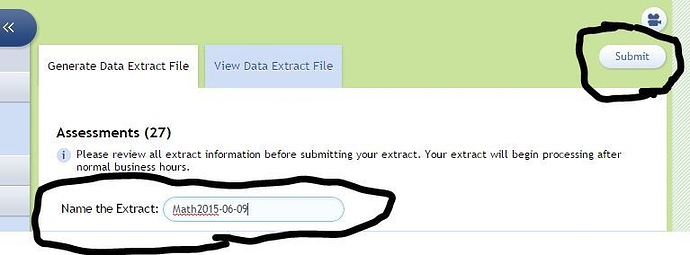 enter a name for the extract and select Submit