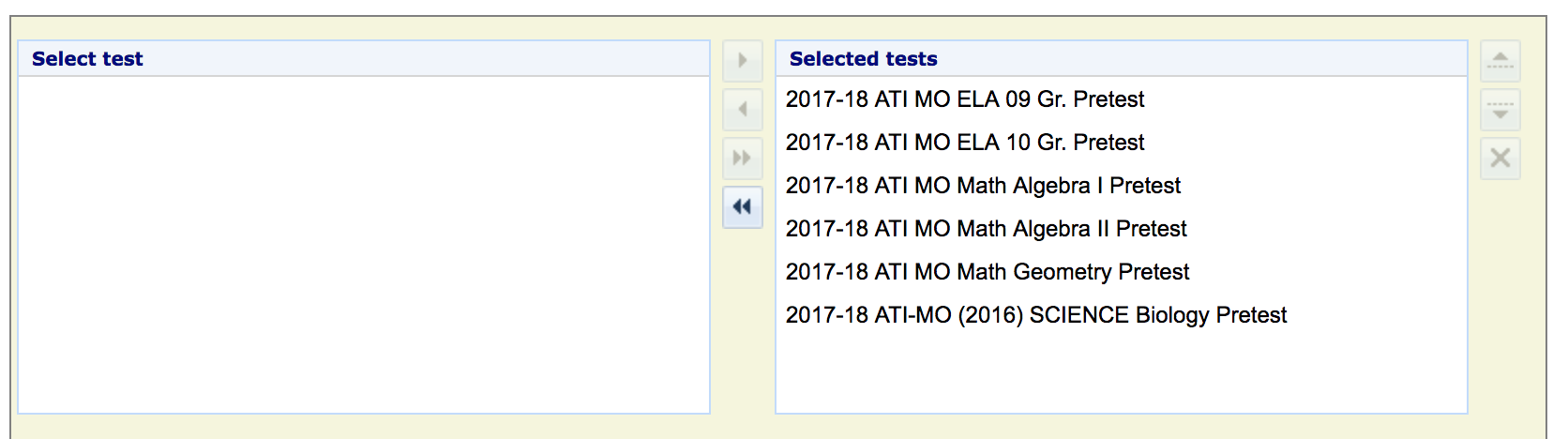 an example showing all tests selected