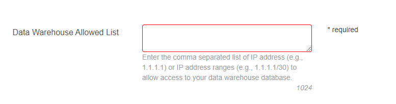 the Data Warehouse Allowed List