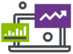 a laptop screen with a bar graph and a line graph