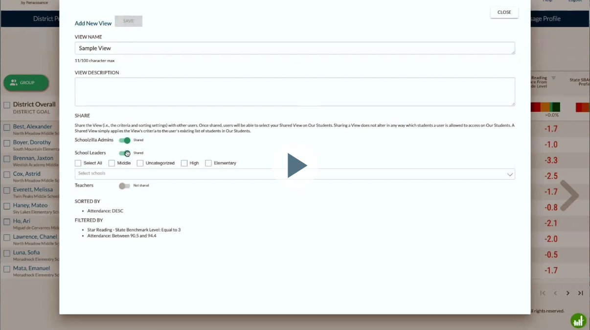 a video on how to create a view in Our Students
